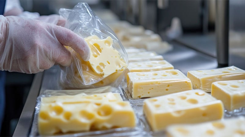 A-person-in-a-glove-preparing-cheese
