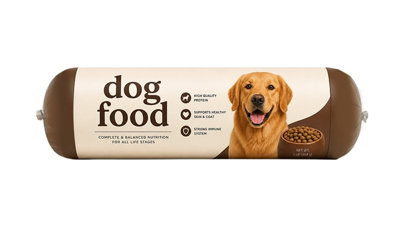 refrigerated pet food is often packaged in tube-style